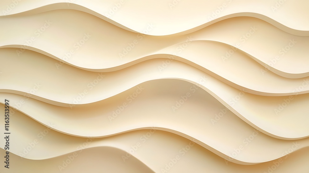 Fototapeta premium Abstract Cream Colored Wavy Layers Design