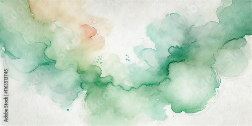 Soft Abstract Watercolor Background with Green and Peach Tones