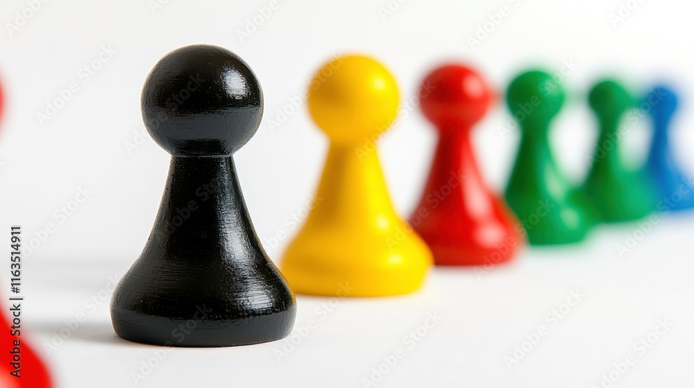 Close-up of Colorful Game Pieces on White Background Close-up of Colorful Game Pieces on White Background