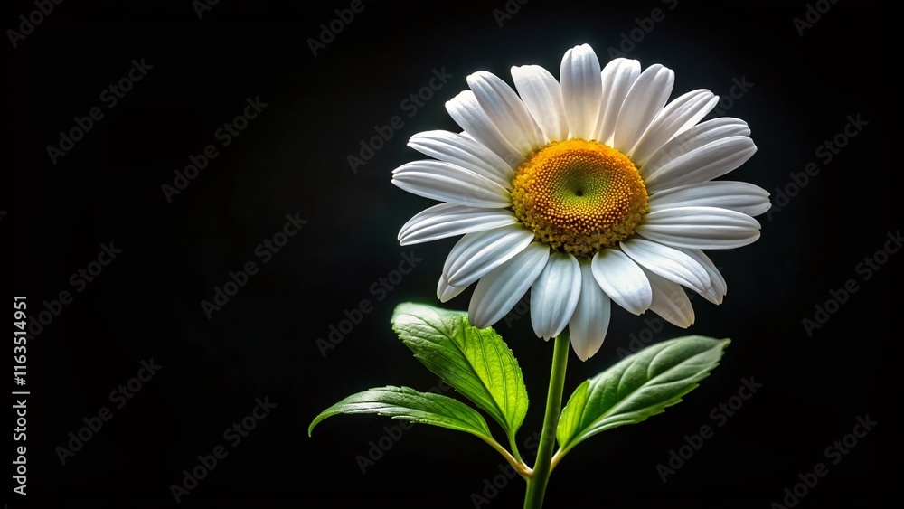Obraz premium Single Daisy Flower, Black Background, High-Quality Image