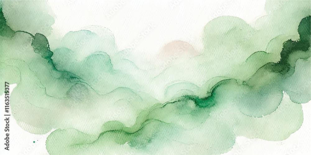Fototapeta premium Soft Abstract Watercolor Background with Green and Peach Tones