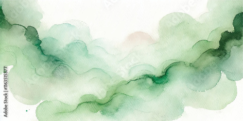 Soft Abstract Watercolor Background with Green and Peach Tones