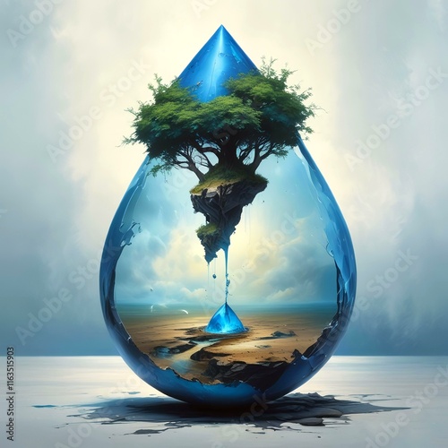 Illustration of  globe earth with water pllution. photo