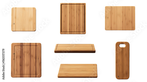 Wooden Cutting Boards Variety of Shapes Isolated on Transparent Background png