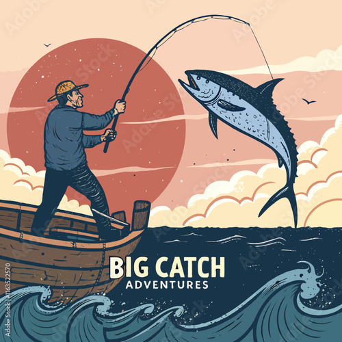 Fishing t-shirt design, Fishing vintage t-shirt , vintage fishing t-shirt graphic illustration, Fishing vector 