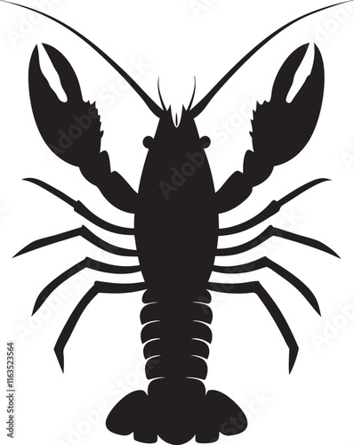 Lobster silhouette isolated on white background. Vector illustration.