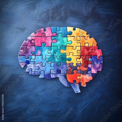 Brain with puzzle autism memory loss dementia