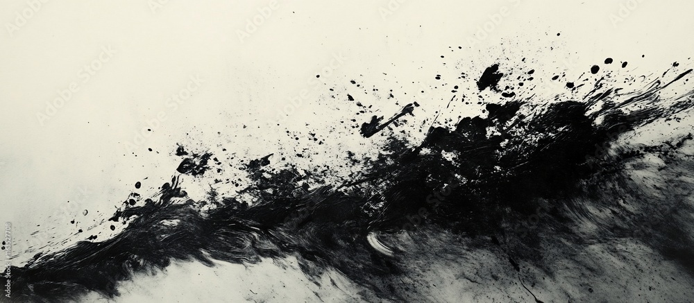 Abstract Black Ink Splashes on Light Background. Abstract Black Ink Splashes on Light Background.