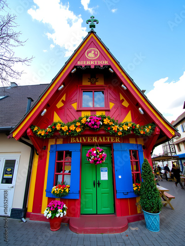 The colorful famous Biertor with the bridge in front in Cham, Bavaria. photo