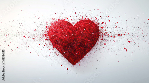 Red Heart Symbol Isolated White Background With Gradient Mesh, Vector Illustration.