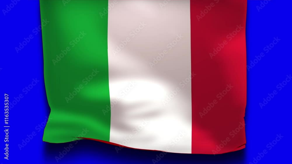 Italy Flag on Unfolding Cloth, 3d Motion Animation Italy Flag Insolated Blue Screen Italy Flag on Unfolding Cloth, 3d Motion Animation Italy Flag Insolated Blue Screen