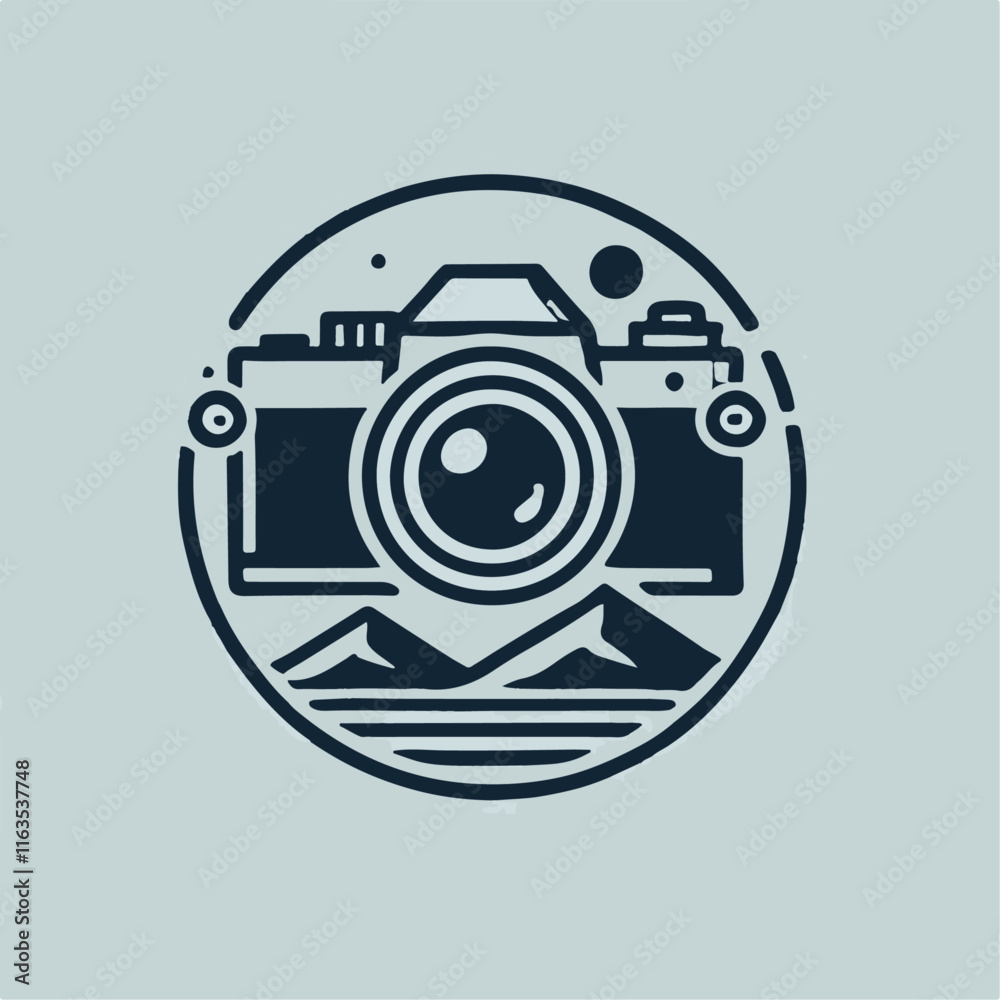 Man taking photo by camara Black & White vector file