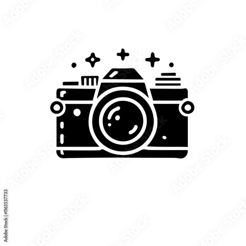 Man taking photo by camara Black & White vector file