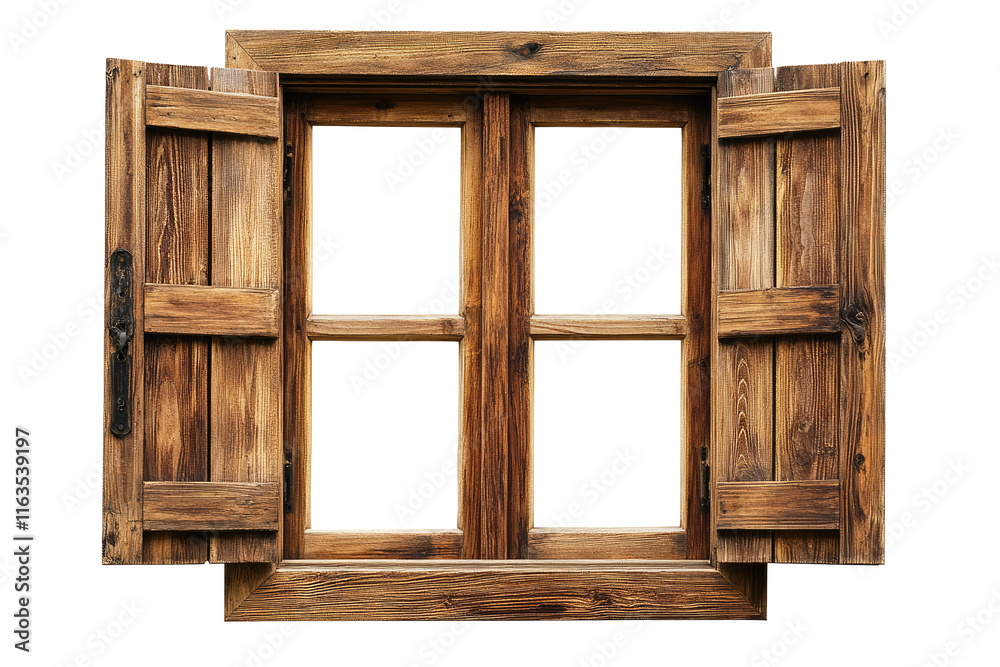 Obraz premium wooden window frame isolated on white or transparent background