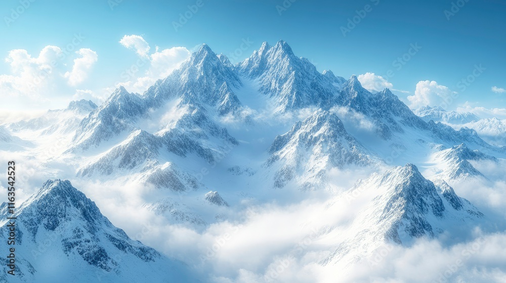 Majestic Snow-Capped Mountains Above the Clouds Majestic Snow-Capped Mountains Above the Clouds
