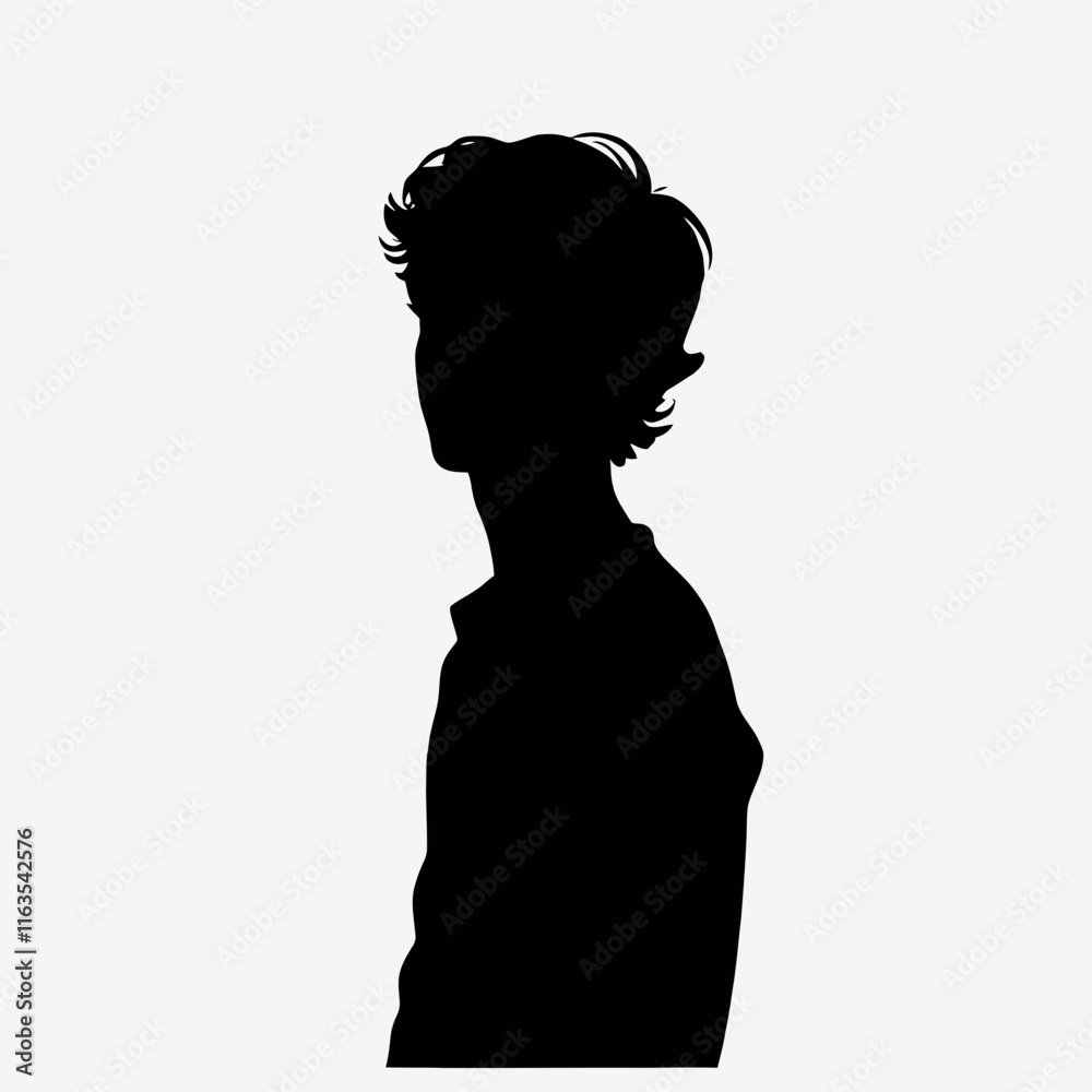 very simple, flat, and minimalist silhouette of a teenager in black color on a white background very simple, flat, and minimalist silhouette of a teenager in black color on a white background