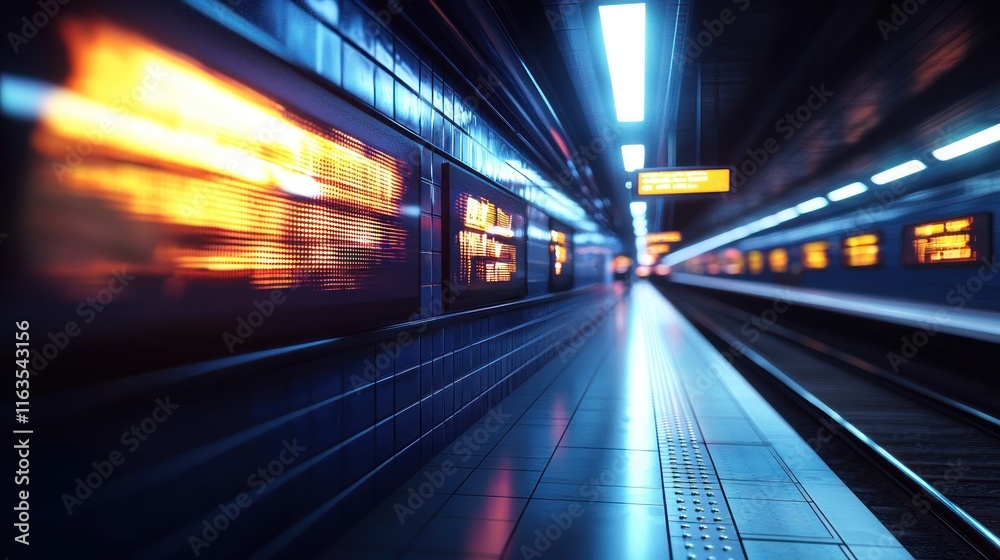 Neon Lights Subway Station Platform Neon Lights Subway Station Platform
