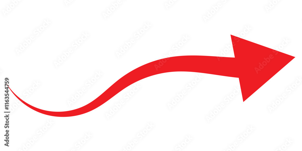 Round curl long arrow. Thin arrow curled symbol icon. Arrow swish sign.