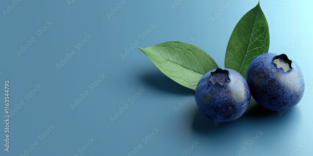 Fresh blueberries with leaves. AI. Fresh blueberries with leaves. AI.