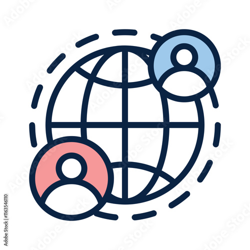 Global communication icon symbolizing worldwide networking and information sharing