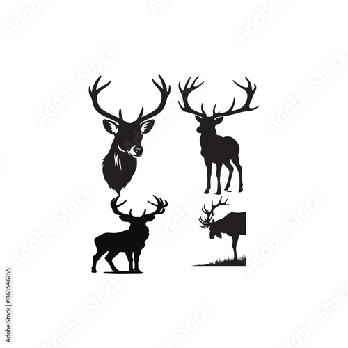 create a Deer antlers silhouette vector icon desing with a white background