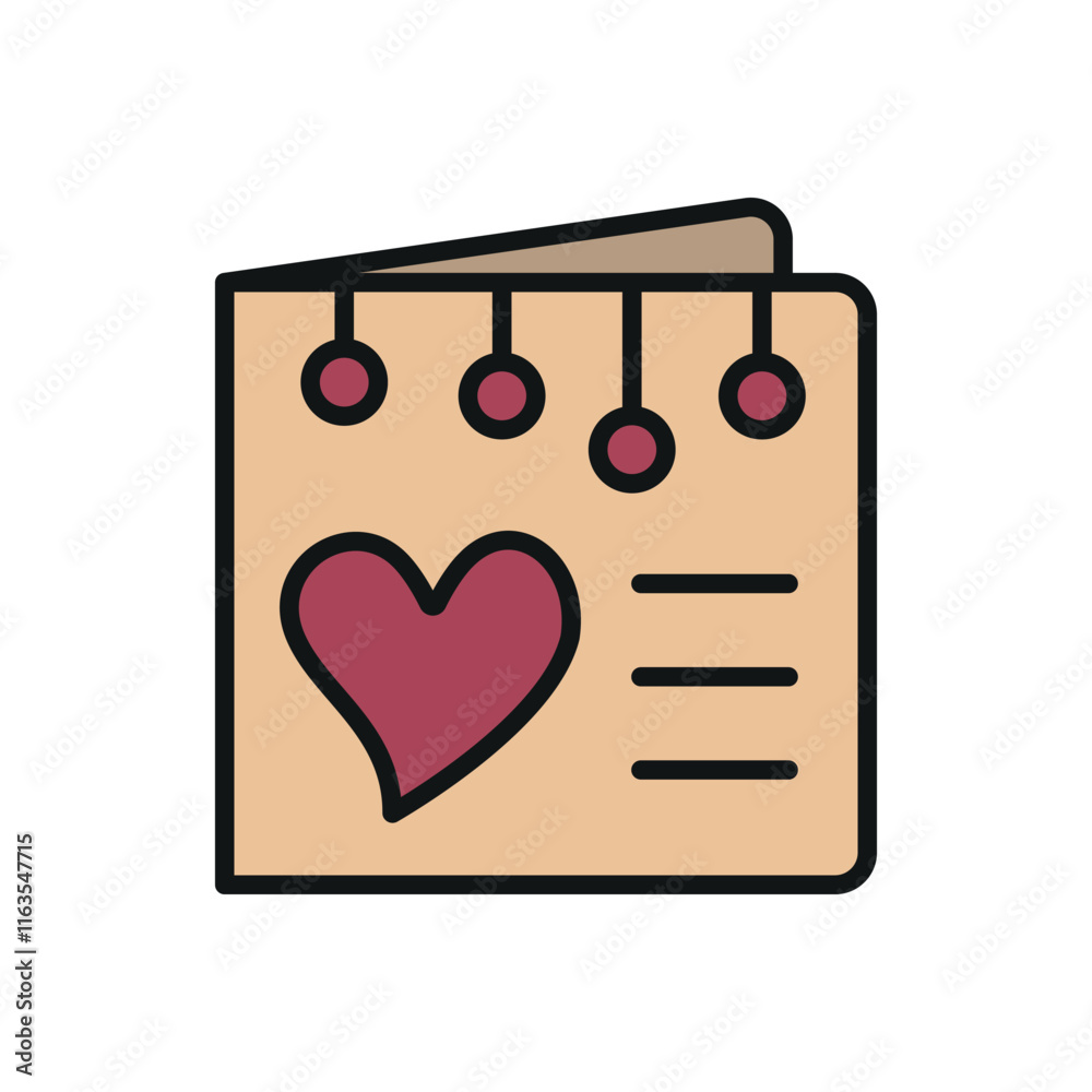 Valentine Card Icon showcases elegant details and a sweet aesthetic, ideal for highlighting greeting cards, festive designs, or romantic themes