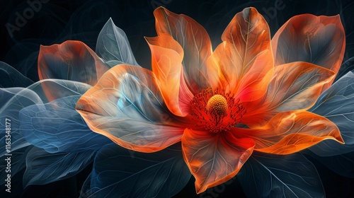 An abstract composition featuring flower petal vibrant orange