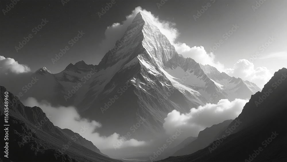 Obraz premium Epic Himalayan Landscape A Monochrome Masterpiece. Generative AI