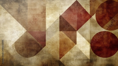 Abstract Geometric Design Brown Tones Canvas Texture
