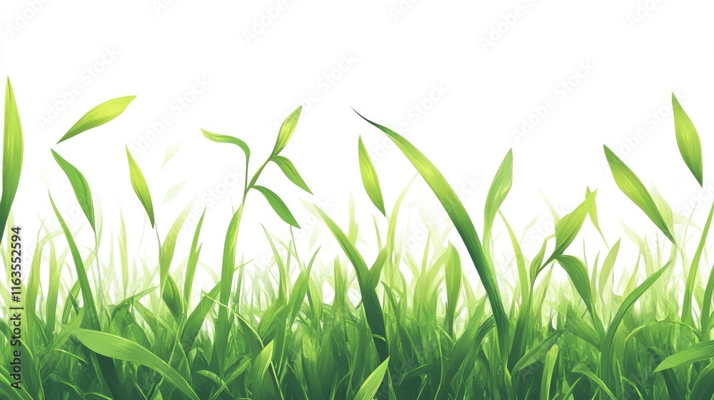 Fototapeta premium A vibrant illustration of green grass with a light background, emphasizing nature's beauty.