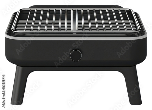 PNG A sleek, modern grill featuring a flat cooking surface and adjustable heat settings, ideal for outdoor cooking and barbecues. photo