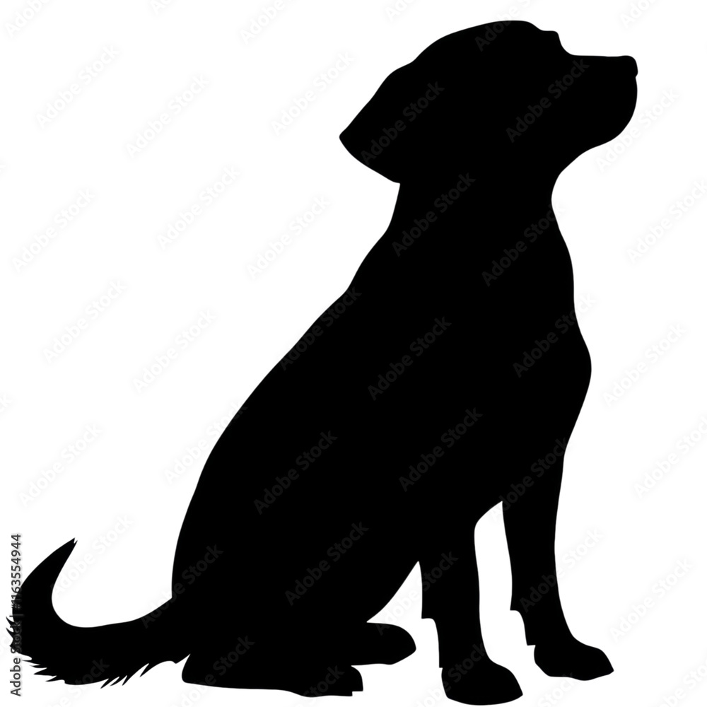 Playful Dog Silhouette Sitting, Charming and whimsical design, ideal for pet-related projects and playful themes,  for versatility