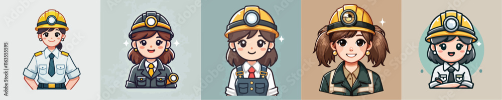 smiling female mine worker vector character smiling female mine worker vector character