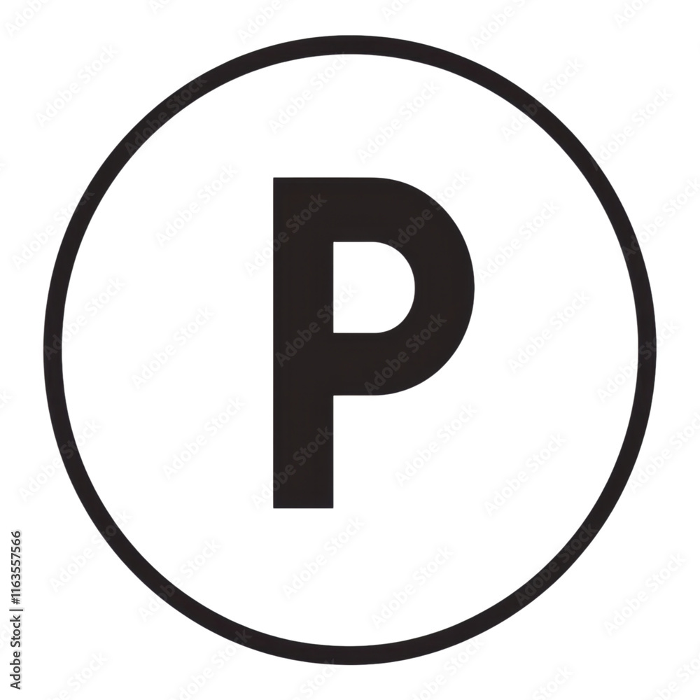 Bold Parking Symbol Circular Frame Large P Graphic Design
