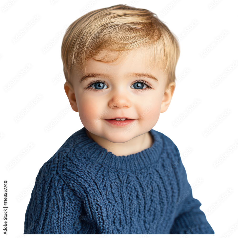 Cute Little Boy in Blue Sweater Smiling Transparent PNG Background. Cute Little Boy in Blue Sweater Smiling Transparent PNG Background.