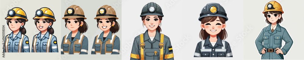 smiling female mine worker vector character smiling female mine worker vector character