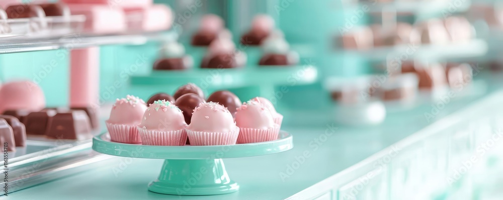 Pastel chocolates idea. A vibrant display of pastel-colored desserts arranged in an appealing setup. Pastel chocolates idea. A vibrant display of pastel-colored desserts arranged in an appealing setup.