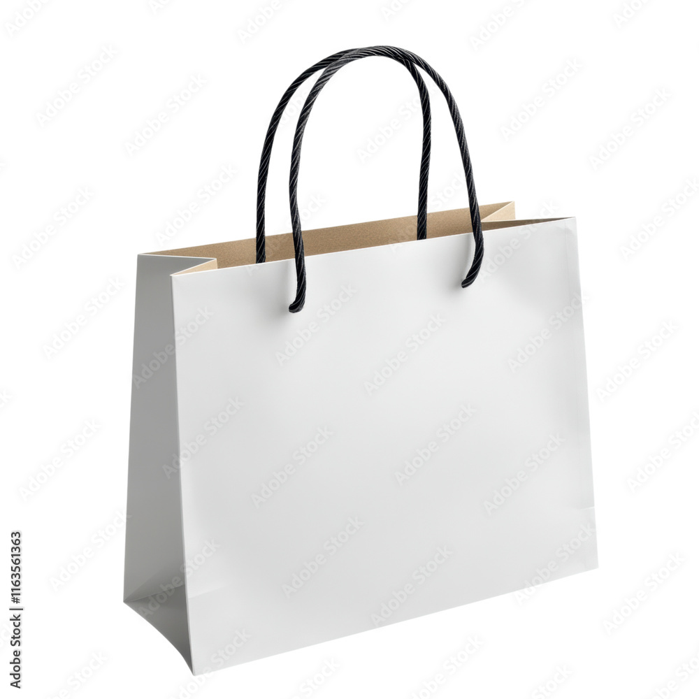 Blank shopping bag mock-up with transparent background, ideal for branding presentations and promotional material designs.