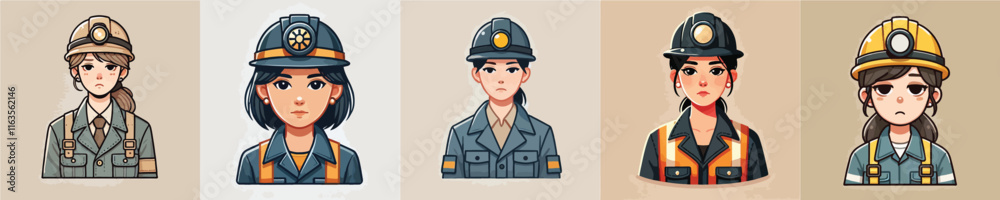 mine worker vector female character is sad mine worker vector female character is sad