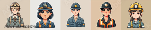 mine worker vector female character is sad