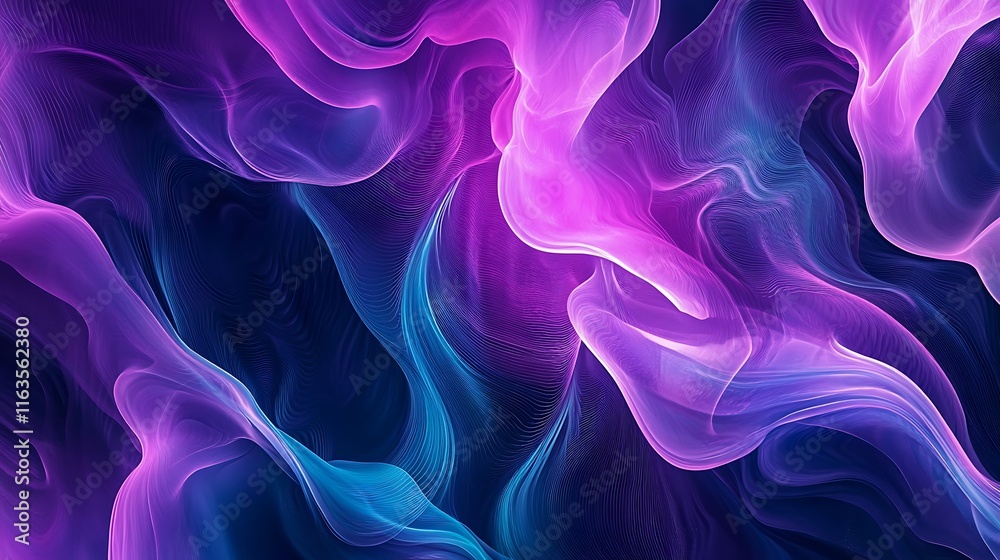 Fototapeta premium A sleek abstract composition of black, dark blue, and white smooth flowing lines, high-definition with a soft gradient effect.