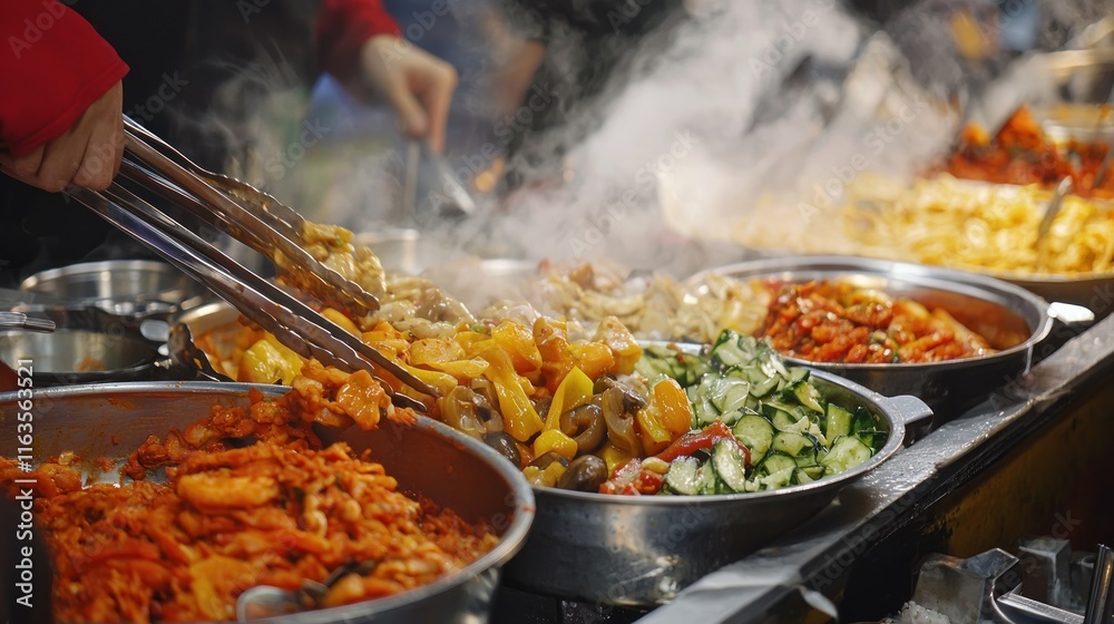 Street Food Vendor Prepares Delicious Asian Cuisine Street Food Vendor Prepares Delicious Asian Cuisine