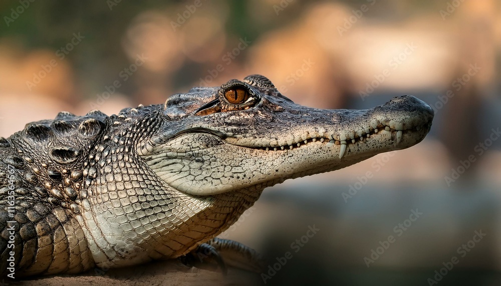 Obraz premium crocodile in the water, close up photo of crocodile head with blurred background