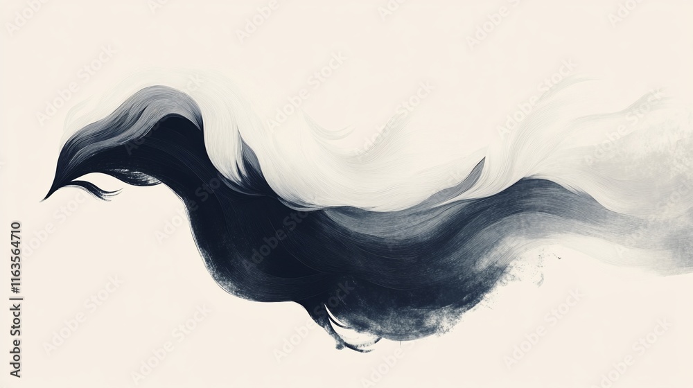 Abstract fluid ink painting, flowing, dynamic, elegant, smooth, artistic, monochrome, dark, light, waves, brushstrokes, Abstract fluid ink painting, flowing, dynamic, elegant, smooth, artistic, monochrome, dark, light, waves, brushstrokes,