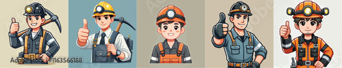 smiling mine worker vector character