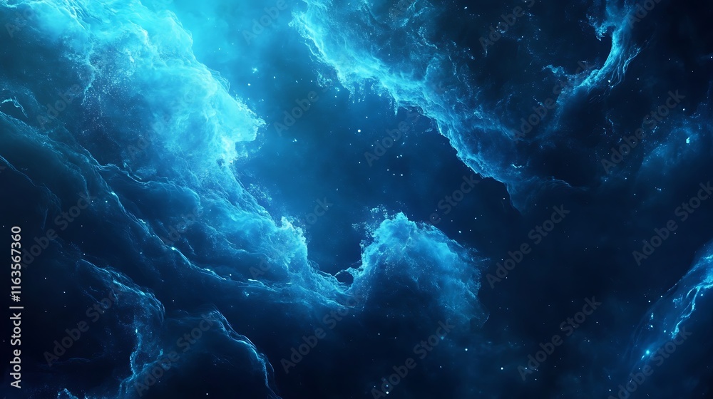 Blue neon waves flowing gracefully over a dark, sleek background, casting a soft, ethereal glow in a tranquil atmosphere. Blue neon waves flowing gracefully over a dark, sleek background, casting a soft, ethereal glow in a tranquil atmosphere.