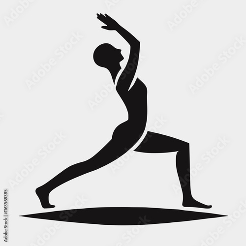 very simple only person Yoga Pose Silhouettes black Color White Background