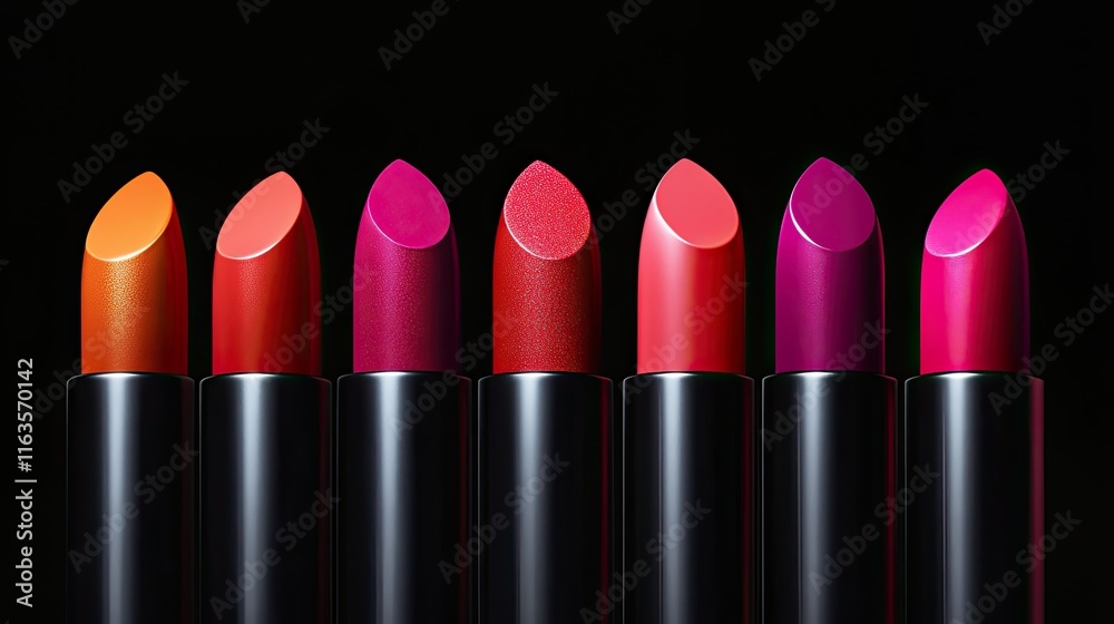 Obraz premium Vibrant lipstick in a modern package, placed strategically with blank space for messages.
