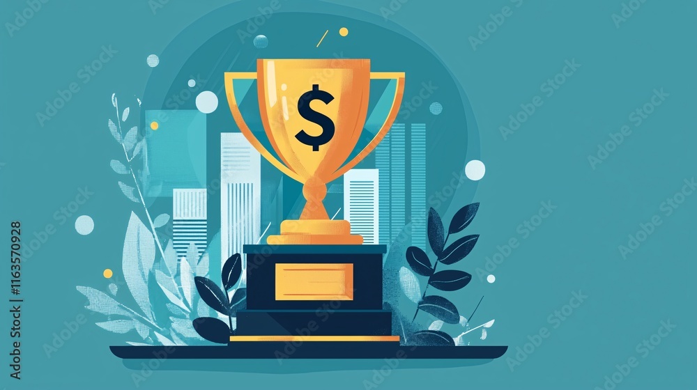 Trophy with Dollar Sign Depicting Investment Success Trophy with Dollar Sign Depicting Investment Success