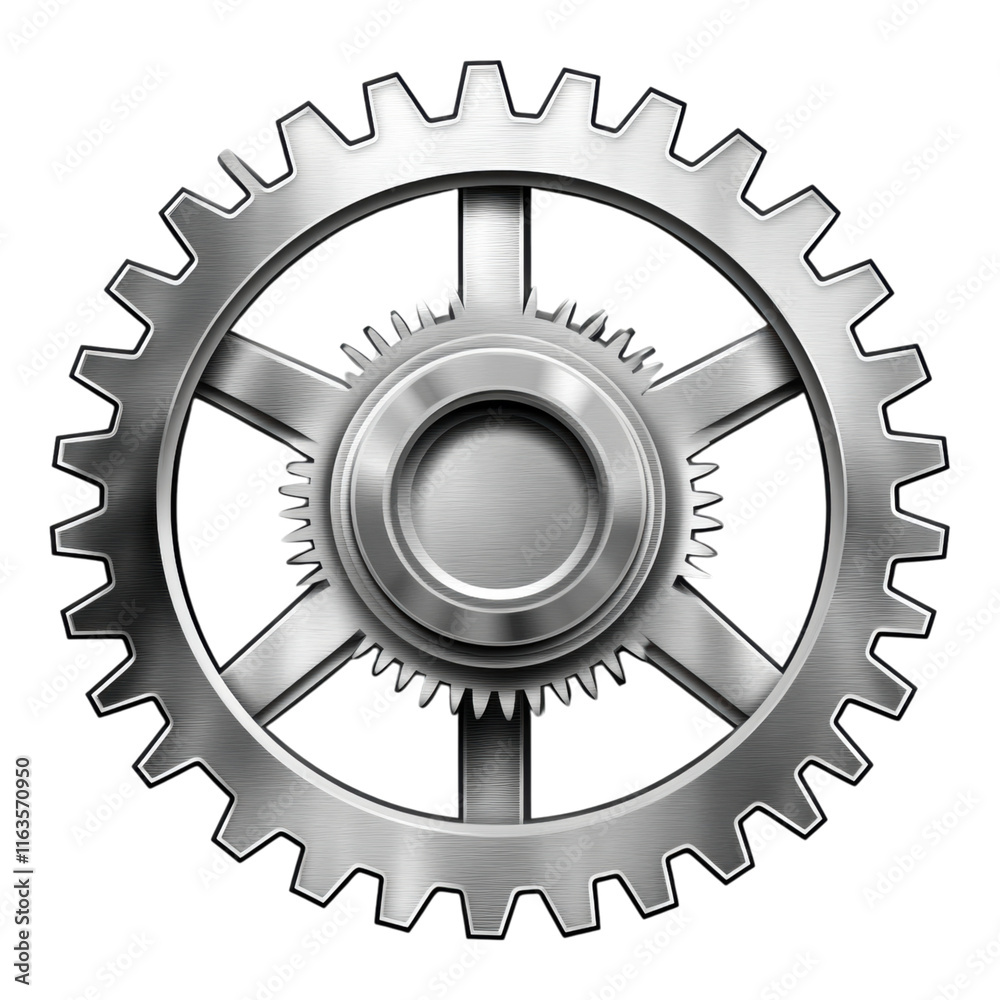 Sleek Metallic Gear Clip Art, modern design, vector format, transparent background, ideal for tech and engineering projects Sleek Metallic Gear Clip Art, modern design, vector format, transparent background, ideal for tech and engineering projects